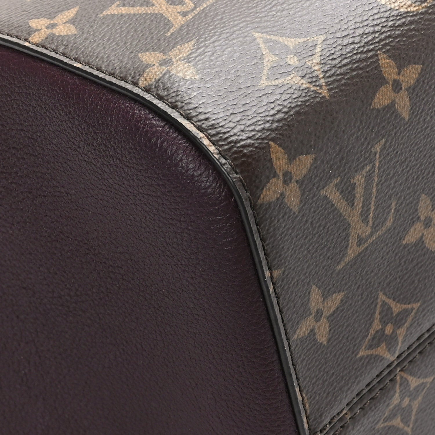 Louis Vuitton Calfskin Monogram Fold Tote MM Black Wine Cream 7 of 7