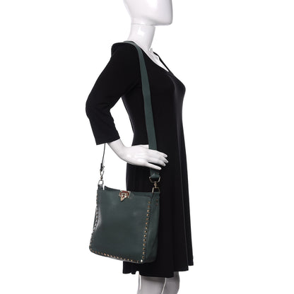 Valentino Garavani Pebbled Calfskin Small Rockstud Flip-Lock Messenger Bag Giada 2 of 12