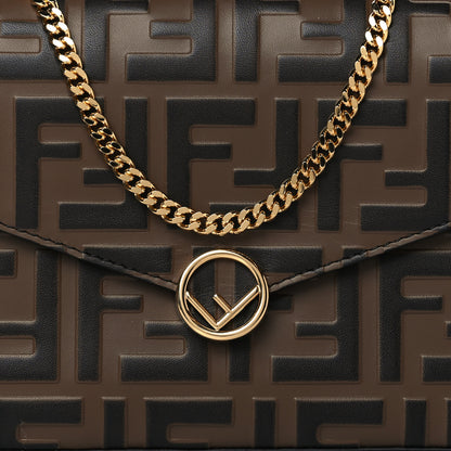 Fendi Vitello Soft F is Fendi Bi-Color FF 1974 Embossed Envelope Wallet On Chain with Pouches Maya Black 9 of 12