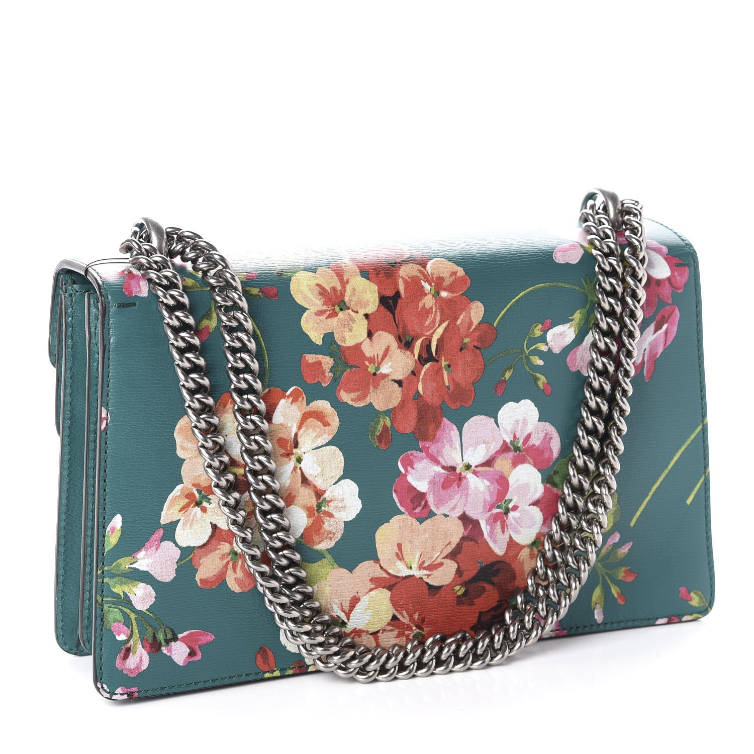 Gucci Calfskin Blooms Print Small Dionysus Shoulder Bag Bright Emerald Multicolor 3 of 10