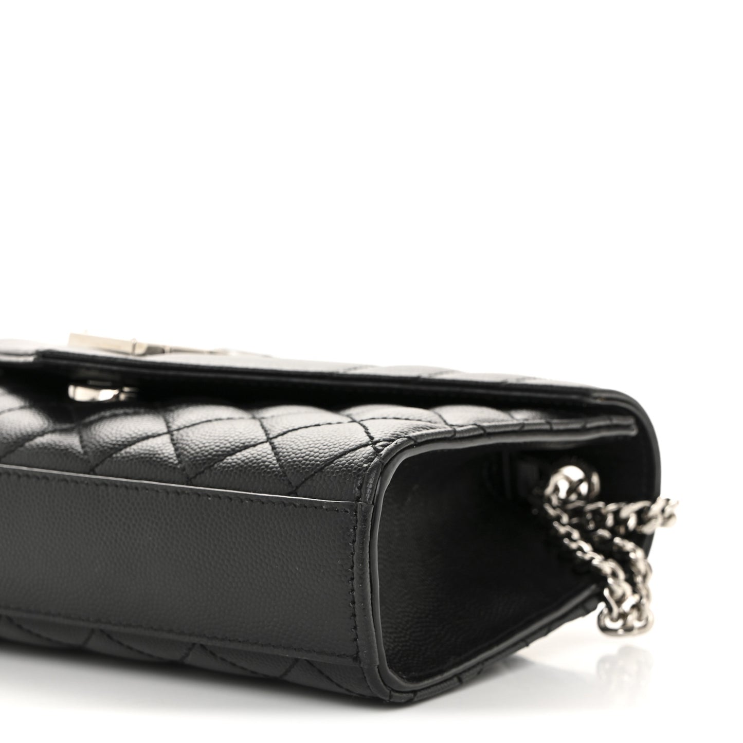 Grain De Poudre Textured Mixed Matelasse Triquilt Small Monogram Satchel Black