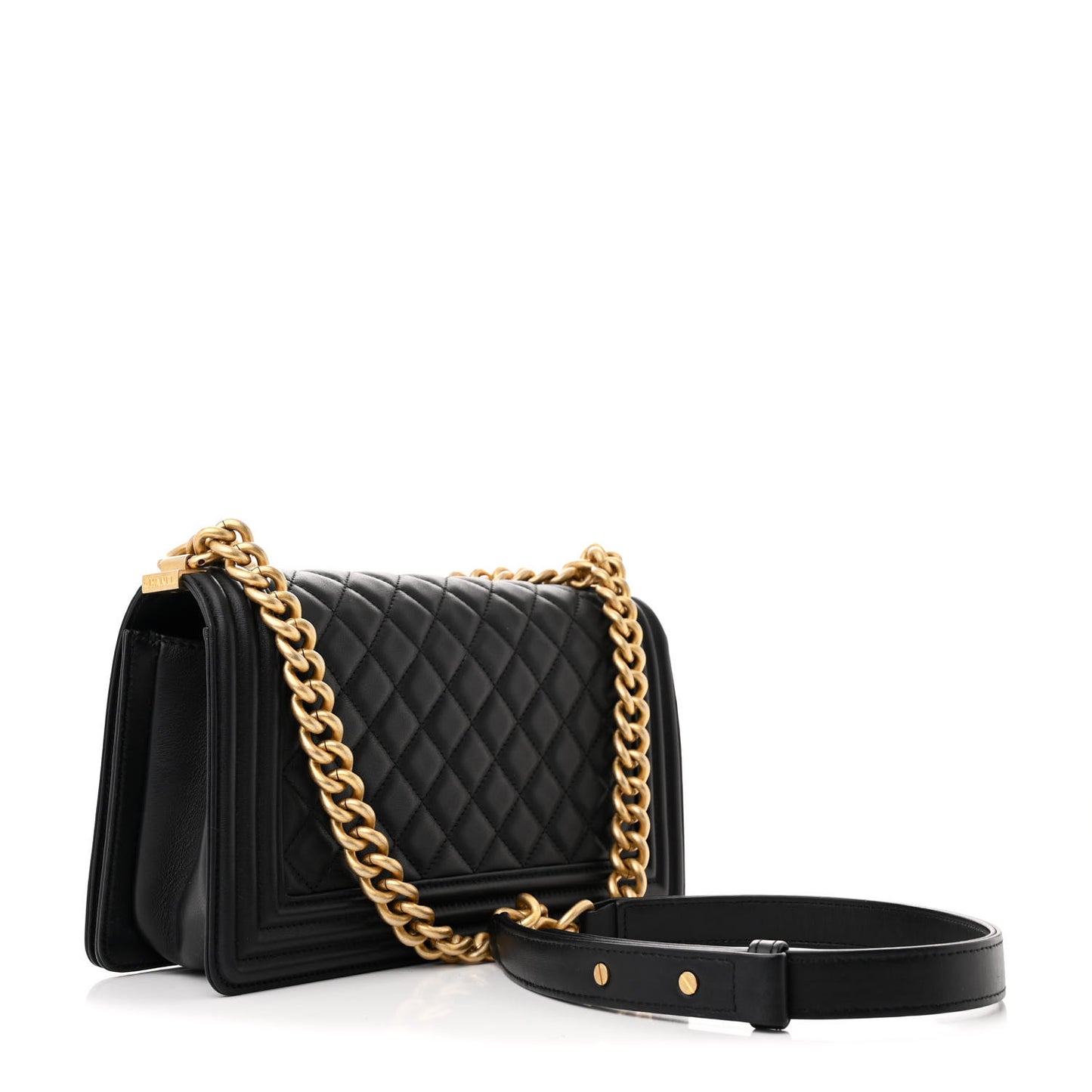 Lambskin Quilted Medium Boy Flap Black