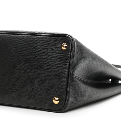 Prada Saffiano Cuir Medium Double Bag Black Fuoco 9 of 14