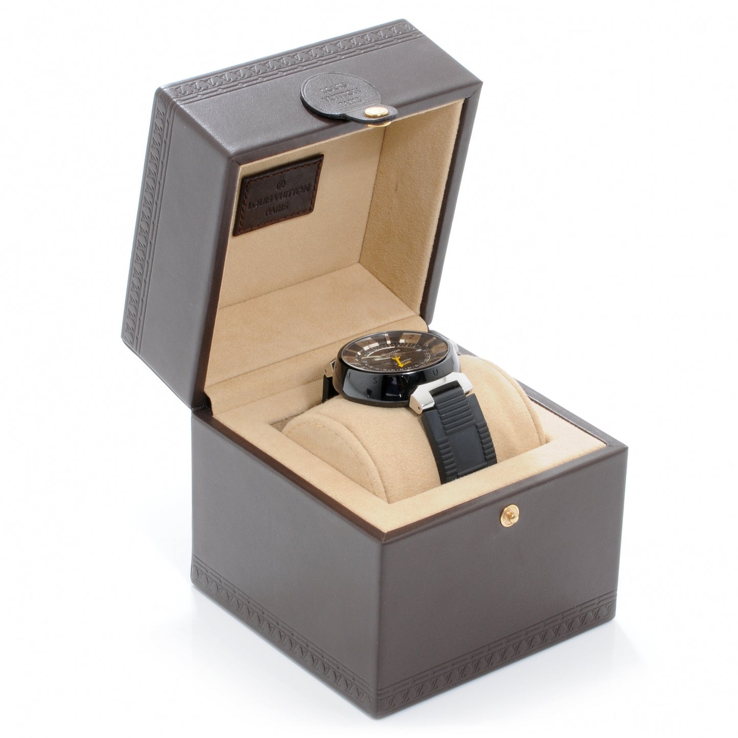 Stainless Steel Rubber 41mm Tambour GMT Automatic Watch Black