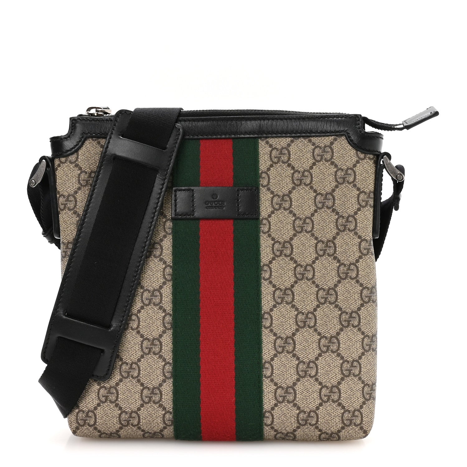 Gucci GG Supreme Monogram Web Messenger Bag Black 1 of 11