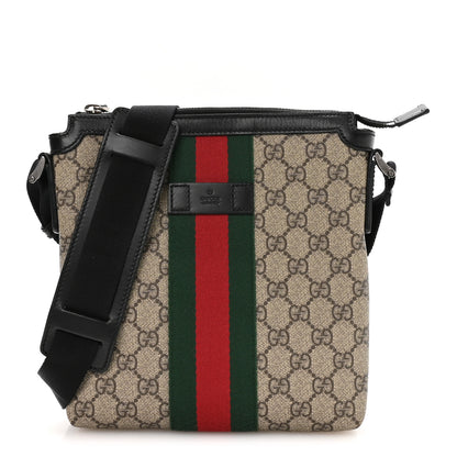 Gucci GG Supreme Monogram Web Messenger Bag Black 1 of 11