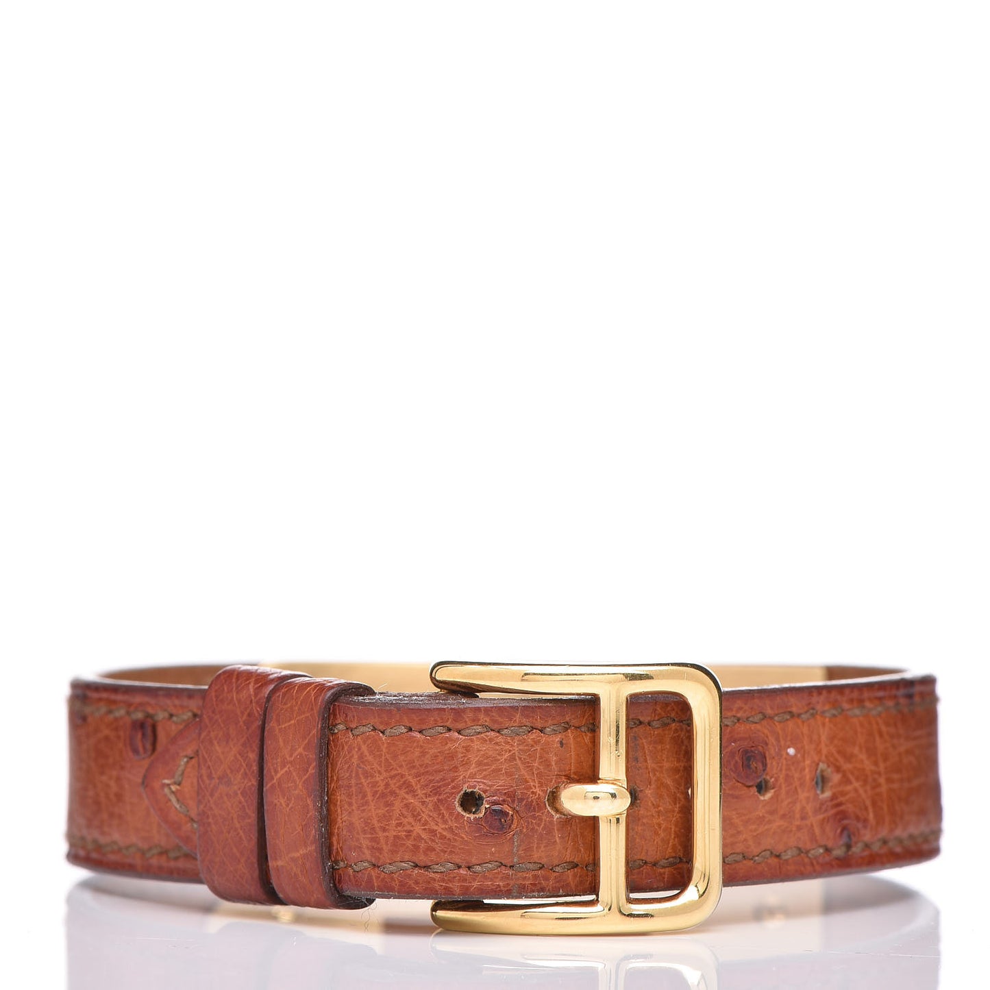 Stainless Steel Ostrich 20mm Kelly Cadena Quartz Watch Gold