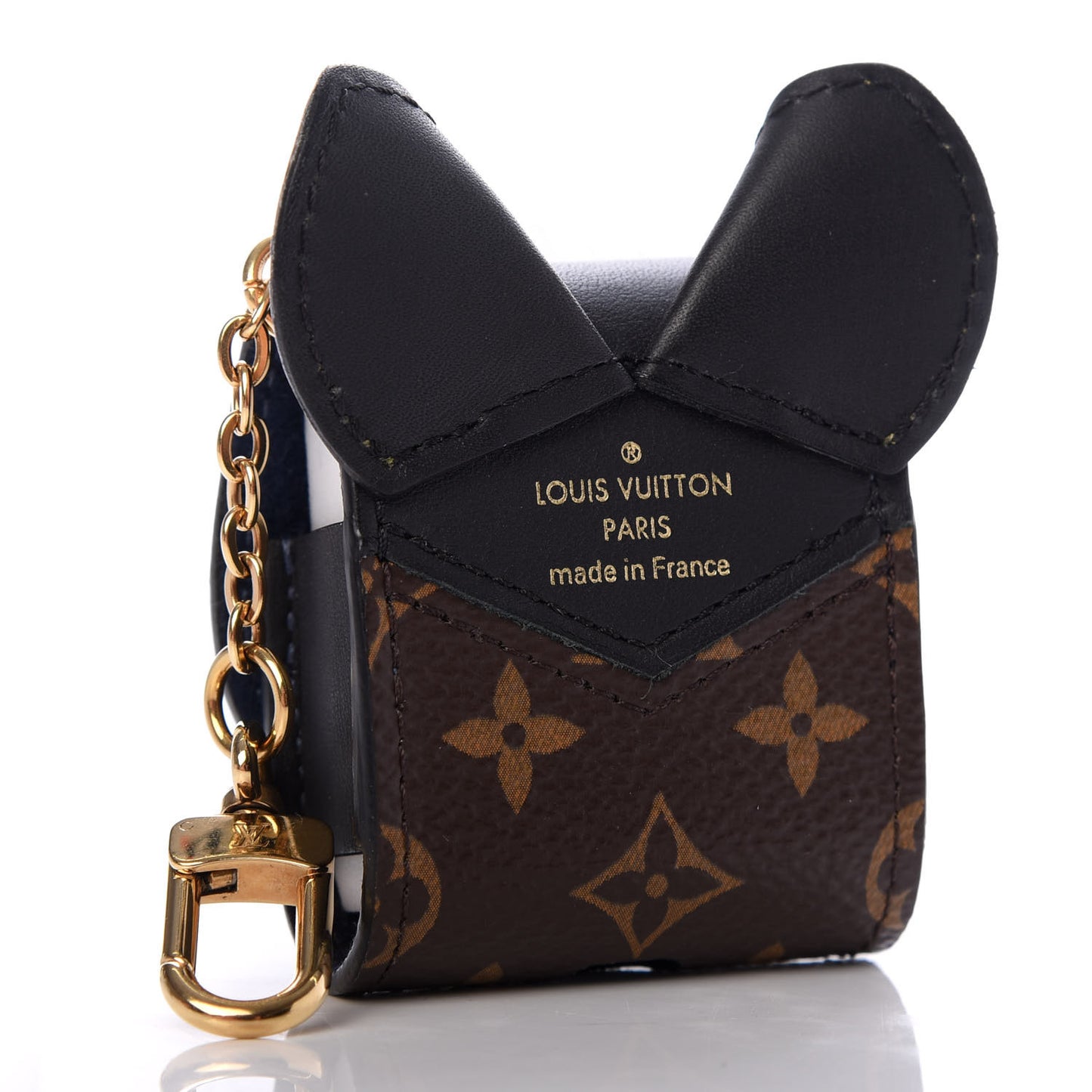 Monogram Cat Earphones Case Black