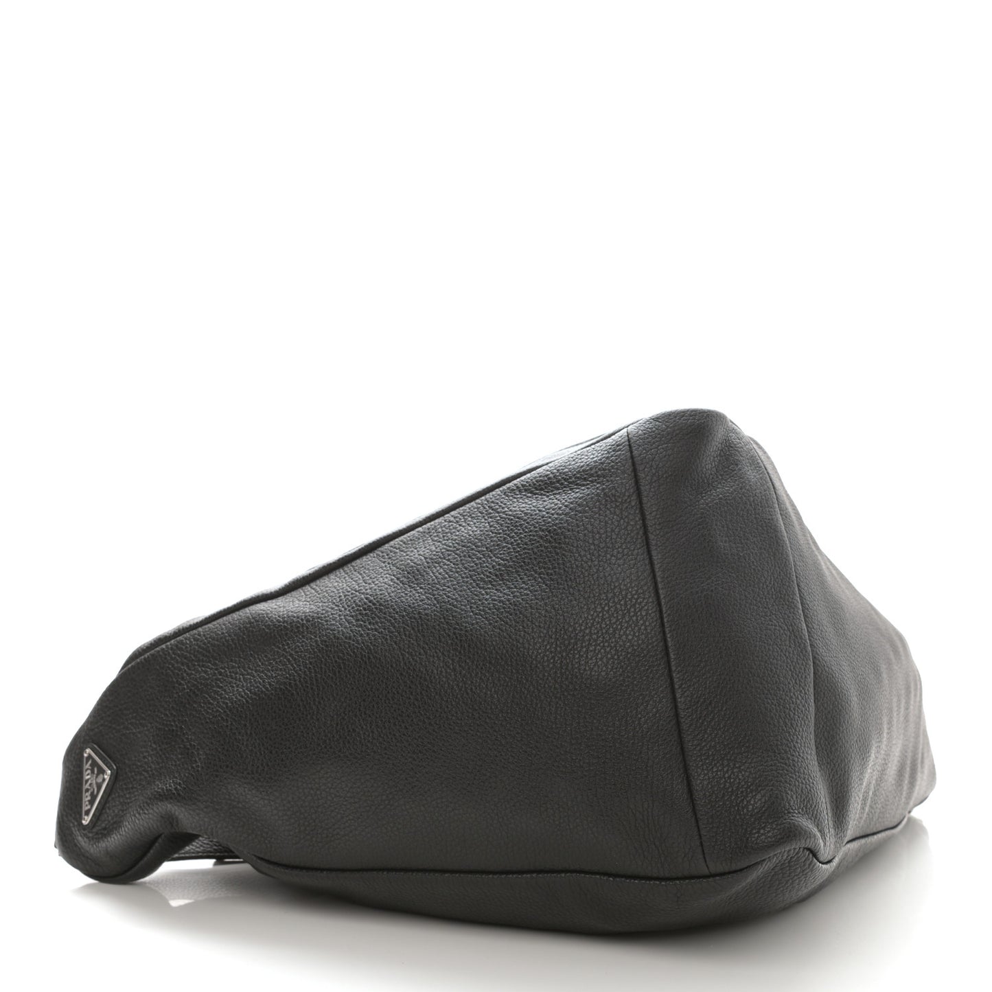 Vitello Daino Triangle Shoulder Bag Black