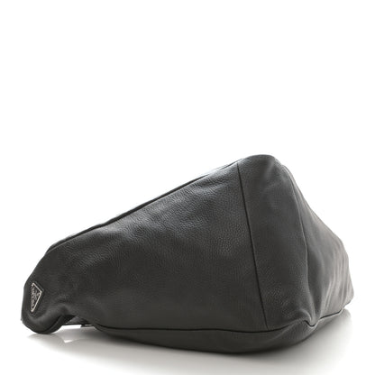 Prada Vitello Daino Triangle Shoulder Bag Black 4 of 9