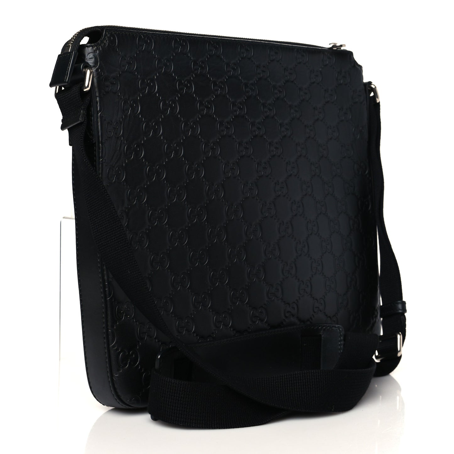 Guccissima Signature Medium Flat Messenger Bag Black