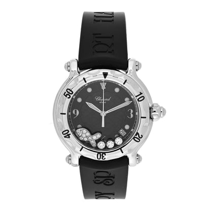 Chopard Stainless Steel Rubber Diamond 38mm Happy Sport Fish Quartz Watch Black 1 of 5