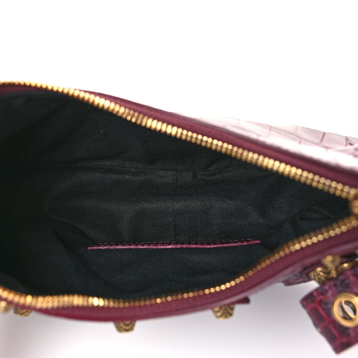 Extra Supple Calfskin Crocodile Embossed Le Cagole Shoulder Bag XS Dark Red