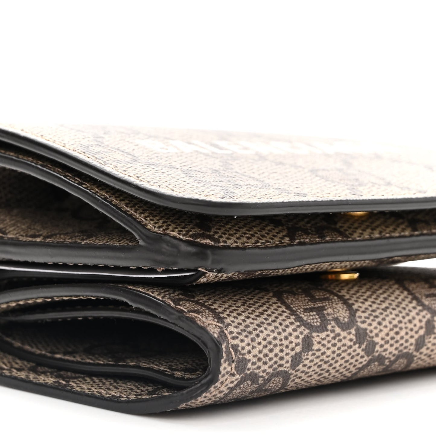 GUCCI X BALENCIAGA GG Supreme Monogram Logo Mini Cash Wallet on Chain Beige Ebony