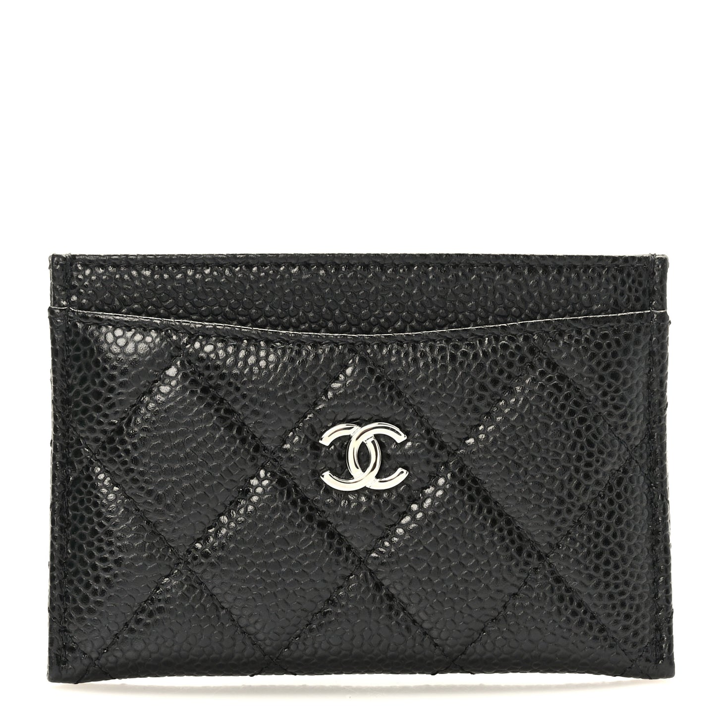 Caviar Quilted Card Holder Black