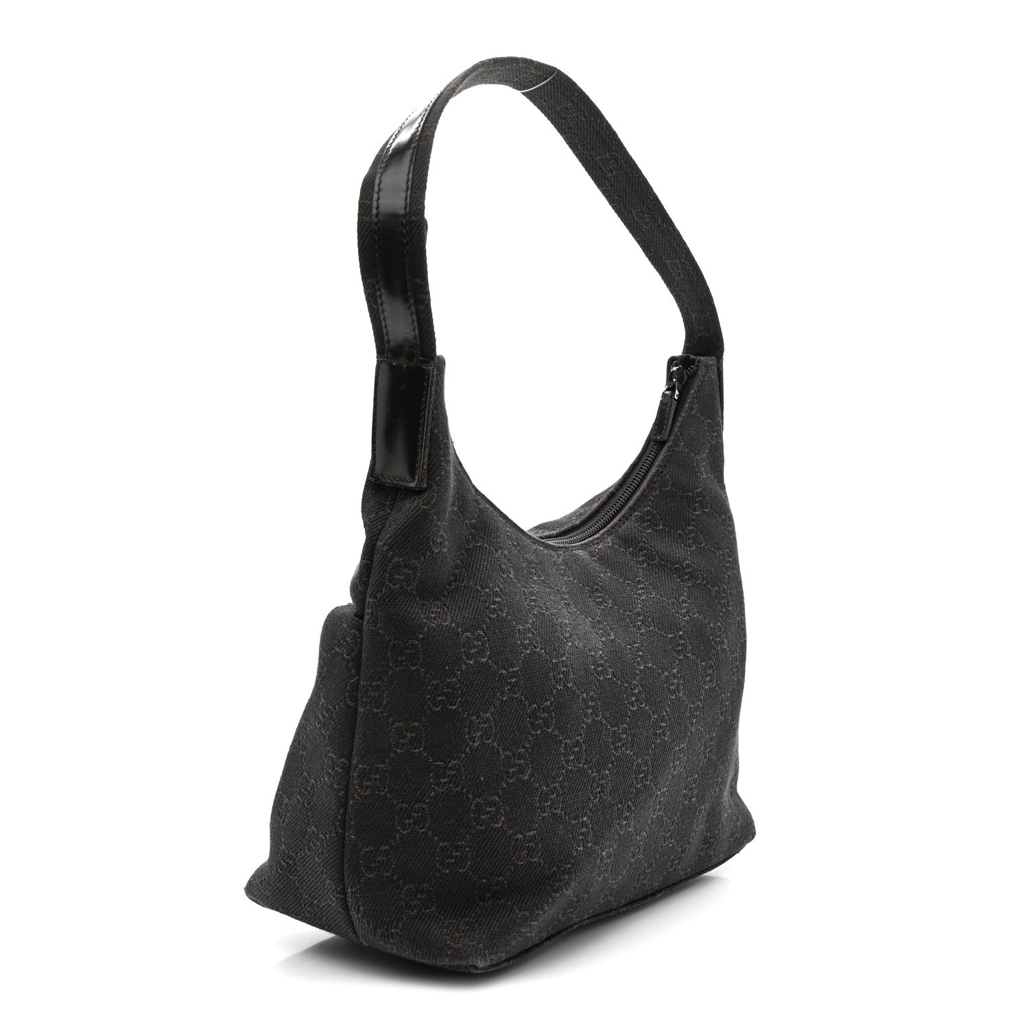 Gucci Denim Monogram Small Hobo Dark Brown 3 of 12