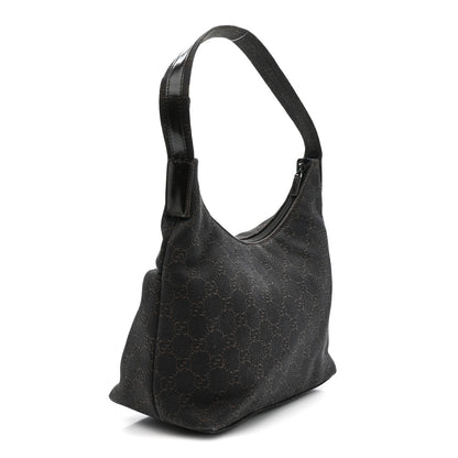 Gucci Denim Monogram Small Hobo Dark Brown 3 of 12
