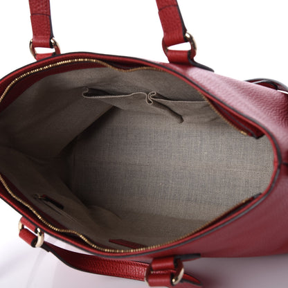 Gucci Pebbled Calfskin Convertible Bamboo Tassel Tote Red 5 of 11