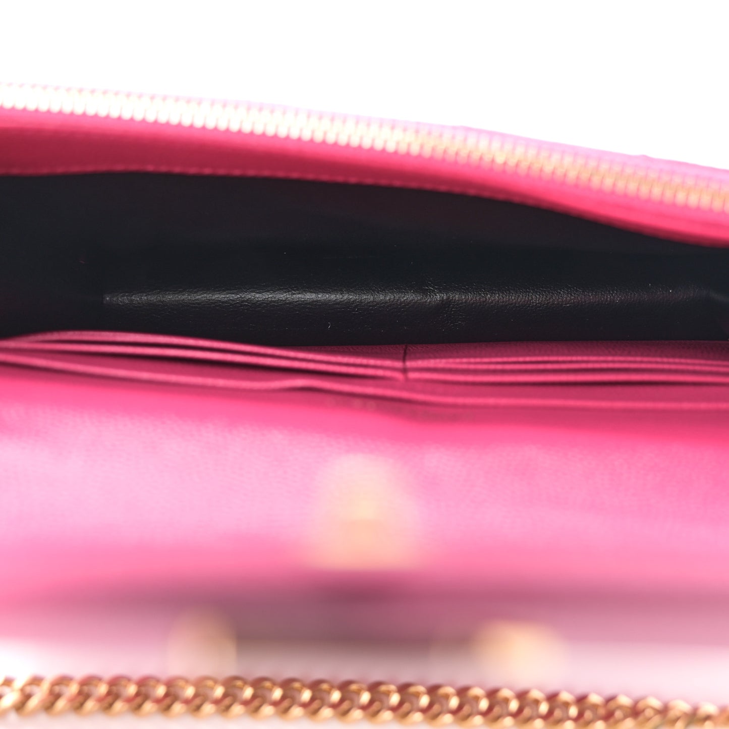 Grain De Poudre Matelasse Chevron Monogram Envelope Chain Wallet Fresh Fuchsia