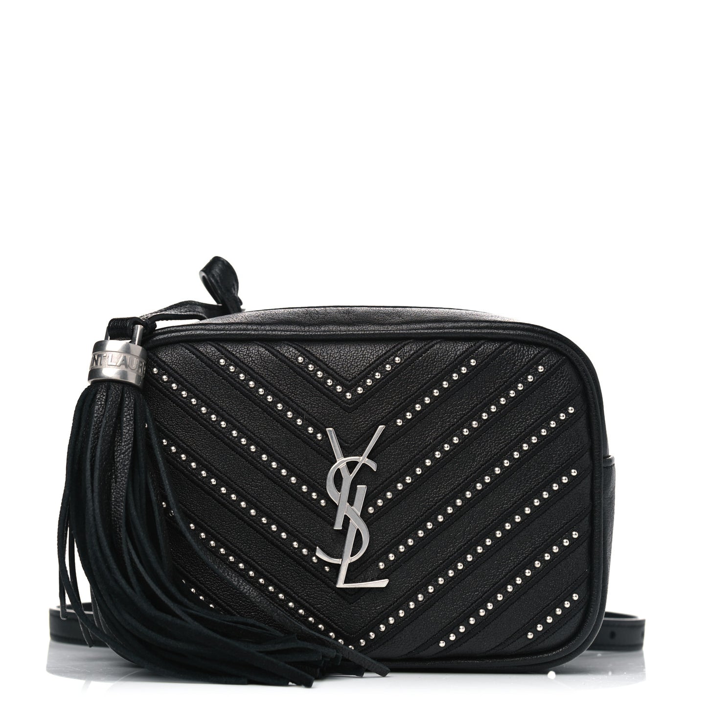 Calfskin Matelasse Studded Monogram Lou Belt Bag Black