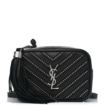 Saint Laurent Calfskin Matelasse Studded Monogram Lou Belt Bag Black 1 of 9