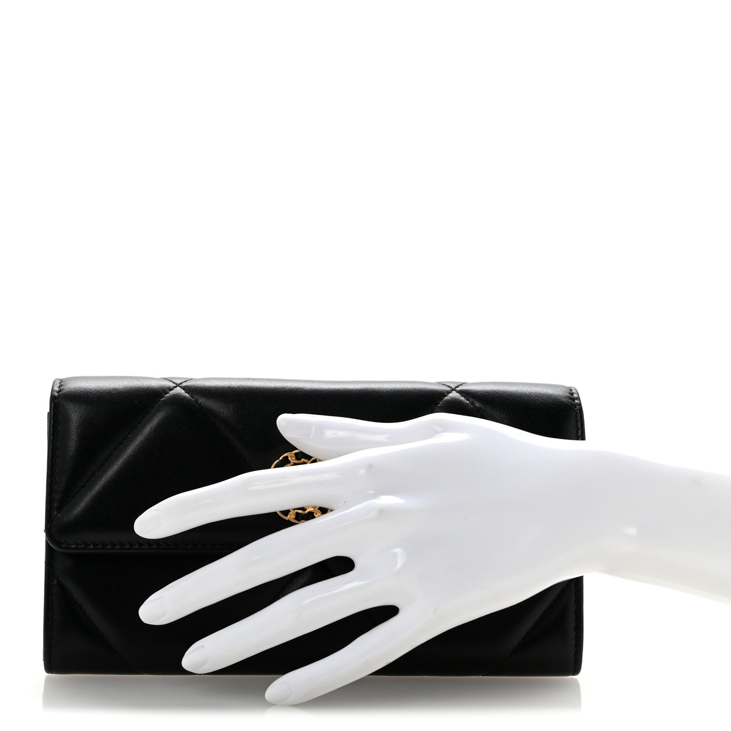 Lambskin Quilted Chanel 19 Flap Wallet Black