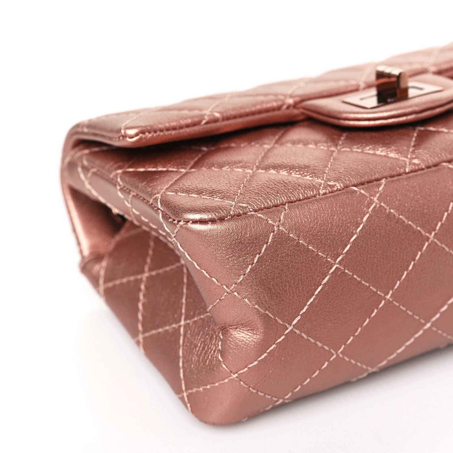Chanel Metallic Grained Calfskin Quilted 2.55 Reissue Mini Flap Copper Pink 8 of 9