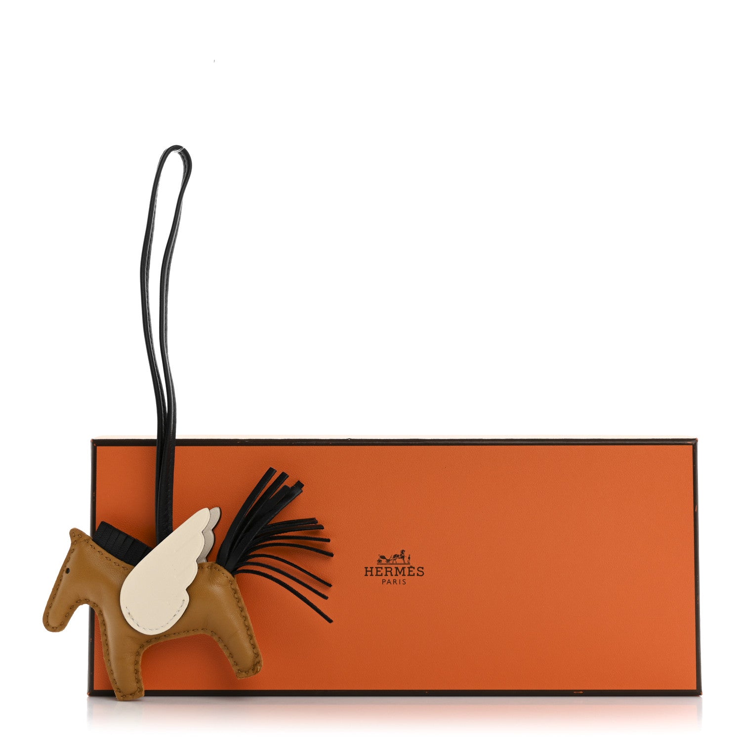 Hermes Milo Lambskin Grigri Rodeo Pegase Horse Bag Charm PM Sesame Black Nata 5 of 5