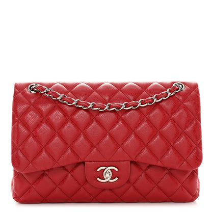 Chanel Caviar Quilted Jumbo Double Flap Red 1 of 12