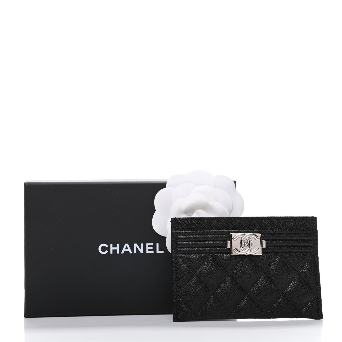 Caviar Quilted Boy Card Holder Black