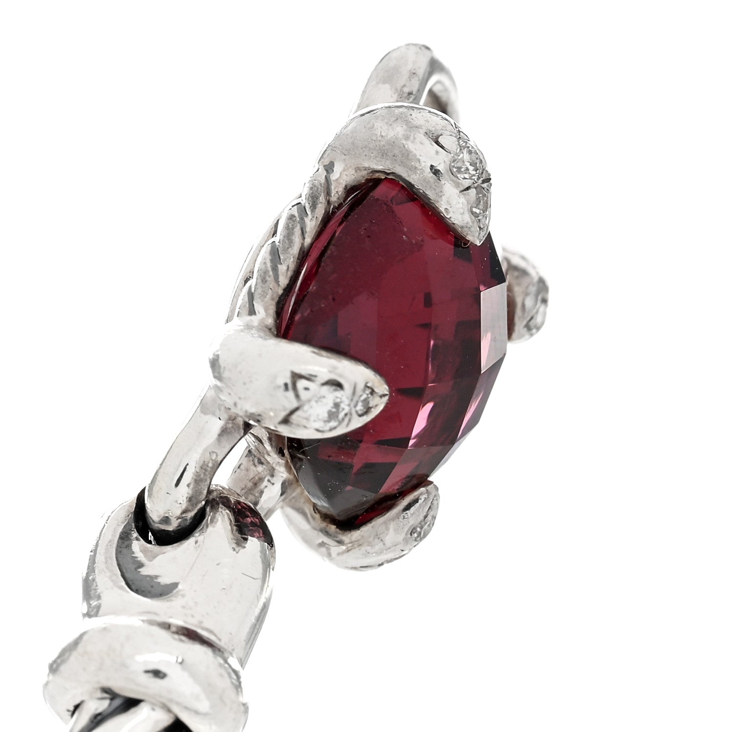 David Yurman Sterling Silver Rhodolite Garnet Diamond 8mm Chatelaine Bracelet 5 of 5