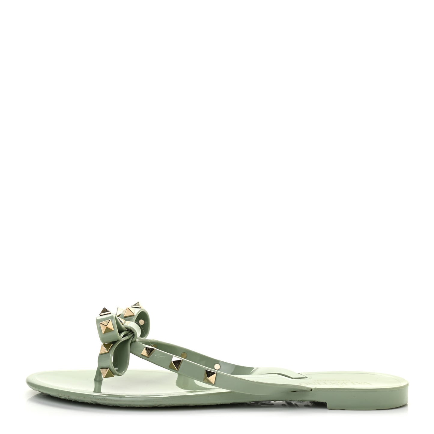 PVC Jelly Rockstud Bow Thong Sandals 40 Water Green