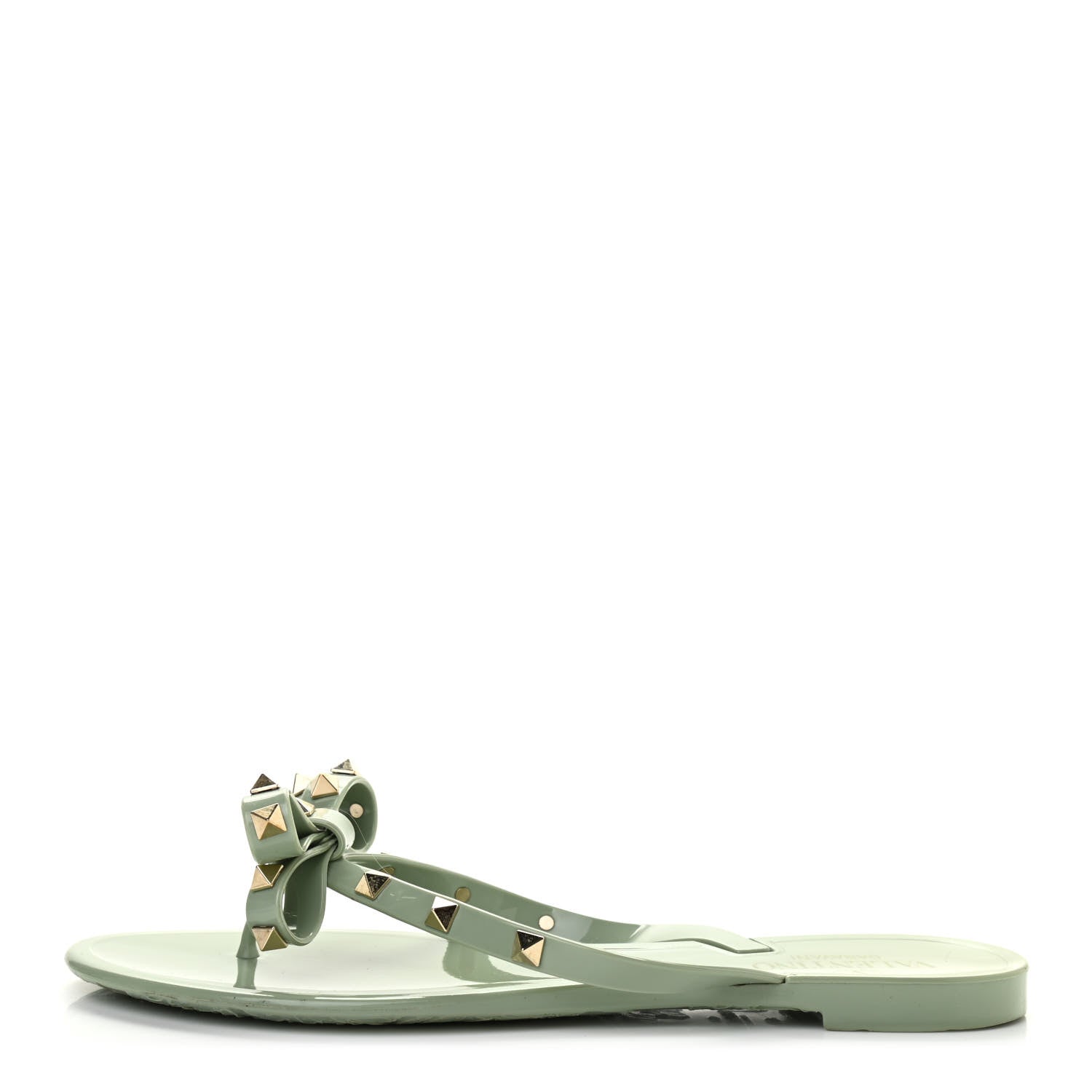 Valentino Garavani PVC Jelly Rockstud Bow Thong Sandals 40 Water Green 1 of 6