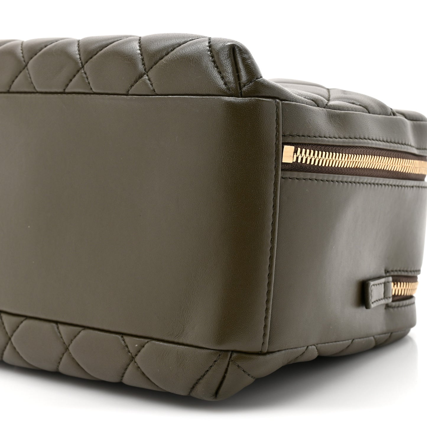 Lambskin Quilted Medium Trendy CC Bowling Bag Dark Khaki