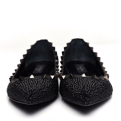 Valentino Garavani Crystal Rockstud Ballerina Flats 39.5 Black 5 of 11