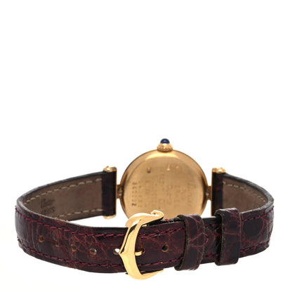 Cartier Sterling Silver Vermeil Alligator 24mm Must de Colisee Quartz Watch Burgundy 3 of 4