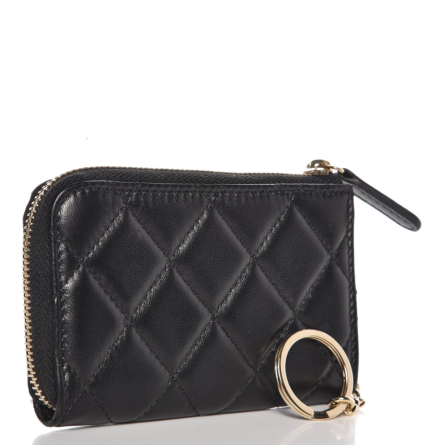 Chanel Lambskin Quilted Key Holder Case Black 3 of 8