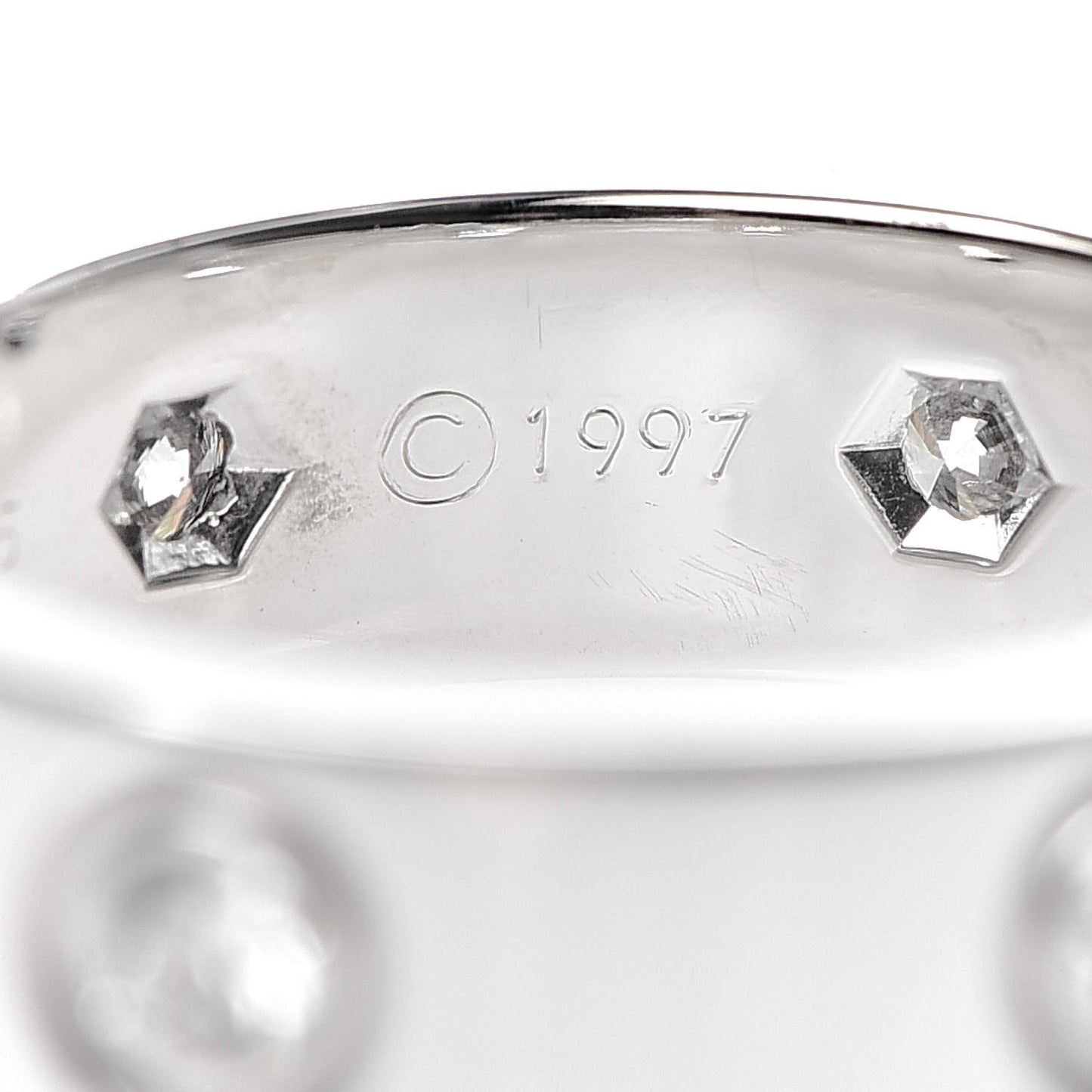 18K White Gold 6 Diamond 5.5mm LOVE Ring 50 5.25