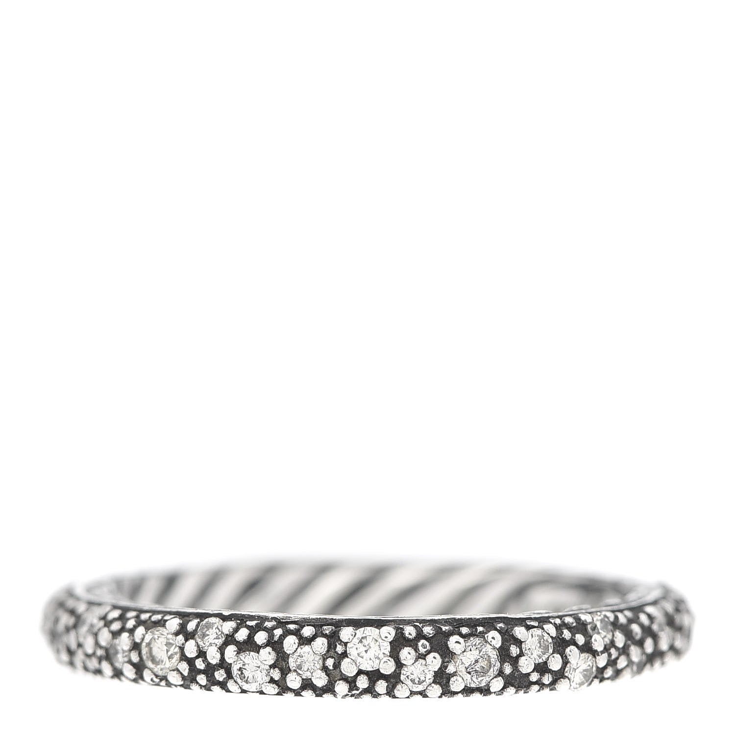 David Yurman Sterling Silver Diamond 3mm Midnight Melange Band Ring 51 5.75 1 of 4