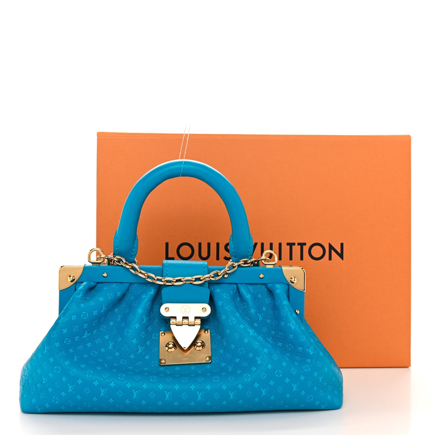 Louis Vuitton Calfskin Nanogram Embossed Clutch Bleu 10 of 10