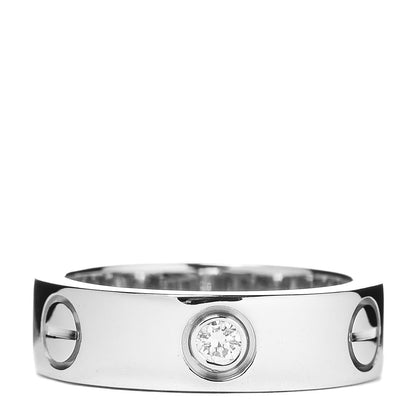 Cartier 18K White Gold 3 Diamond 5.5mm LOVE Ring 50 5.25 3 of 5