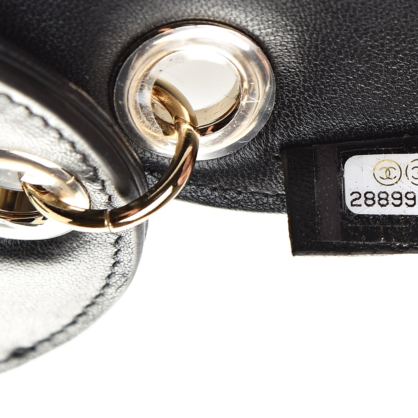Lambskin Quilted Round Luggage Tag Black