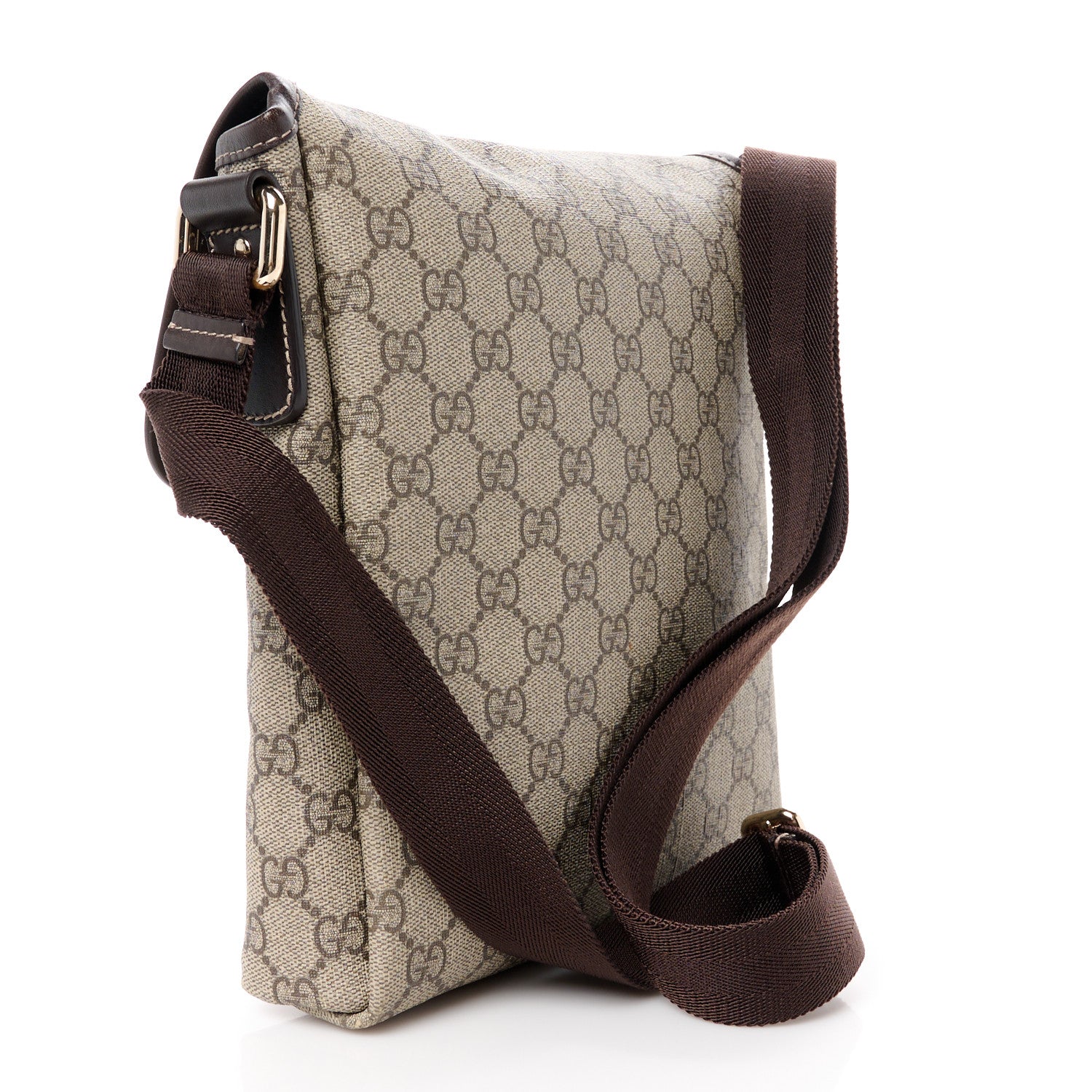 Gucci GG Plus Monogram Small Flap Messenger Bag Beige Dark Brown 3 of 12
