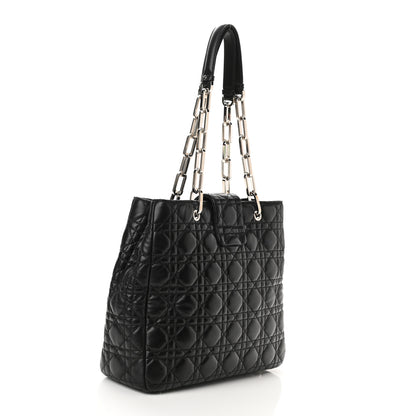 Christian Dior Lambskin Cannage Small Lock Tote Black 2 of 7