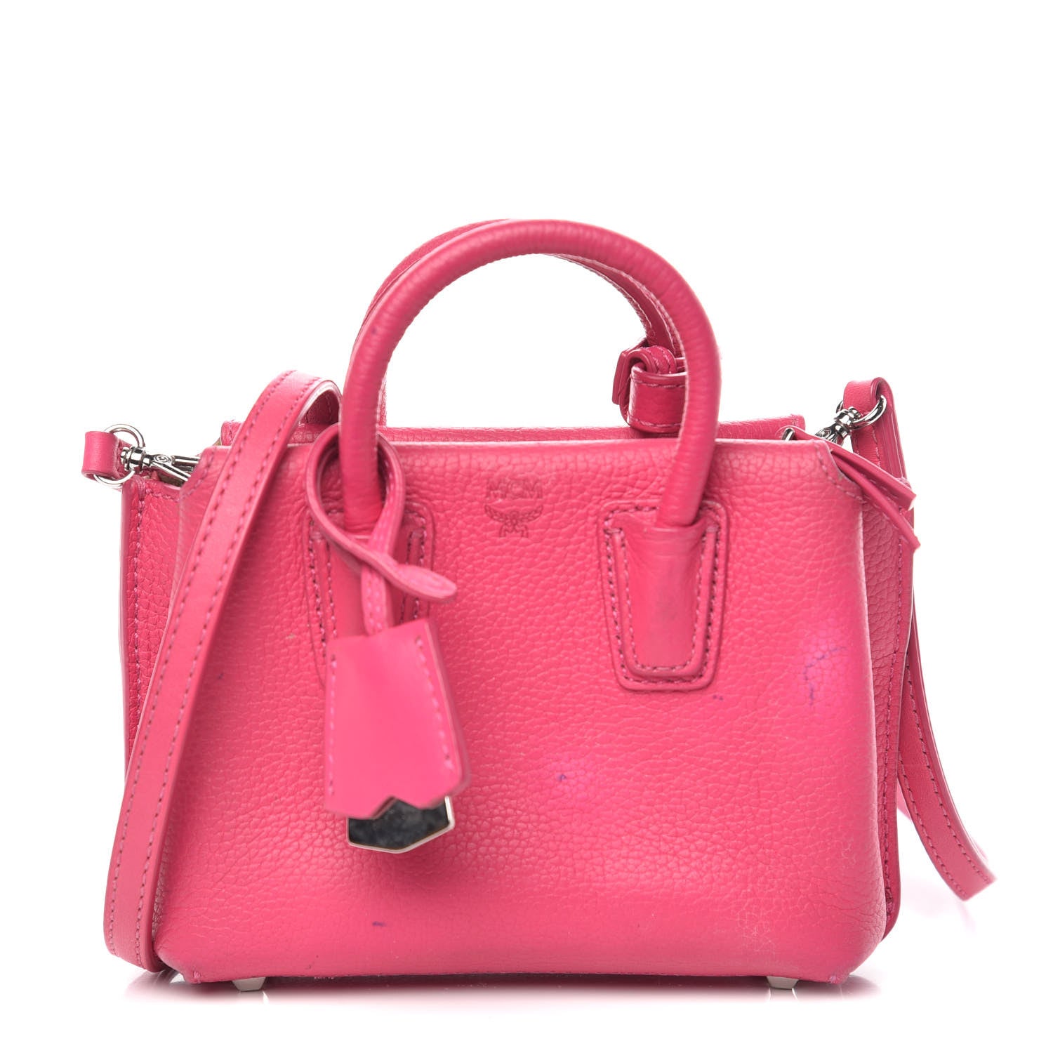 MCM Grained Calfskin X-Mini Milla Tote Beetroot Pink 1 of 14