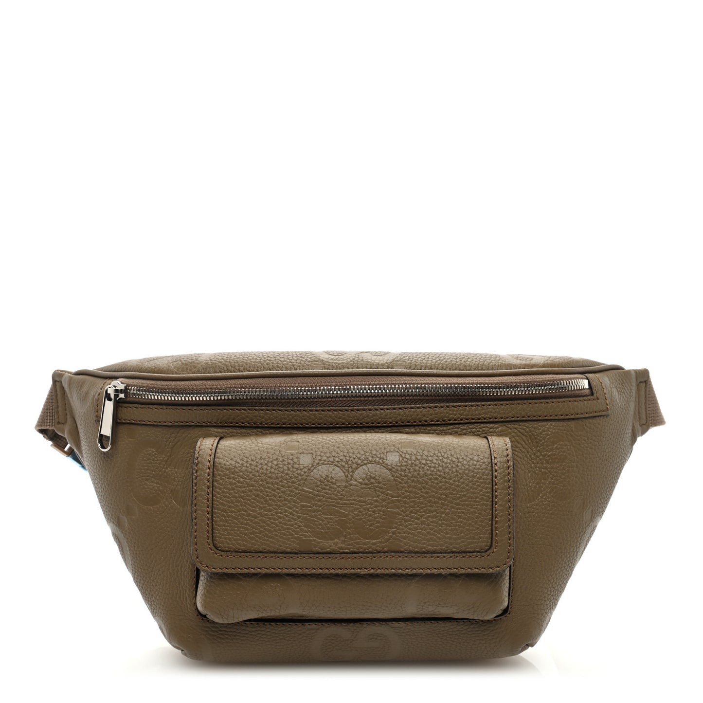 Piuma Calfskin Jumbo GG Embossed Pocket Belt Bag Good Taupe