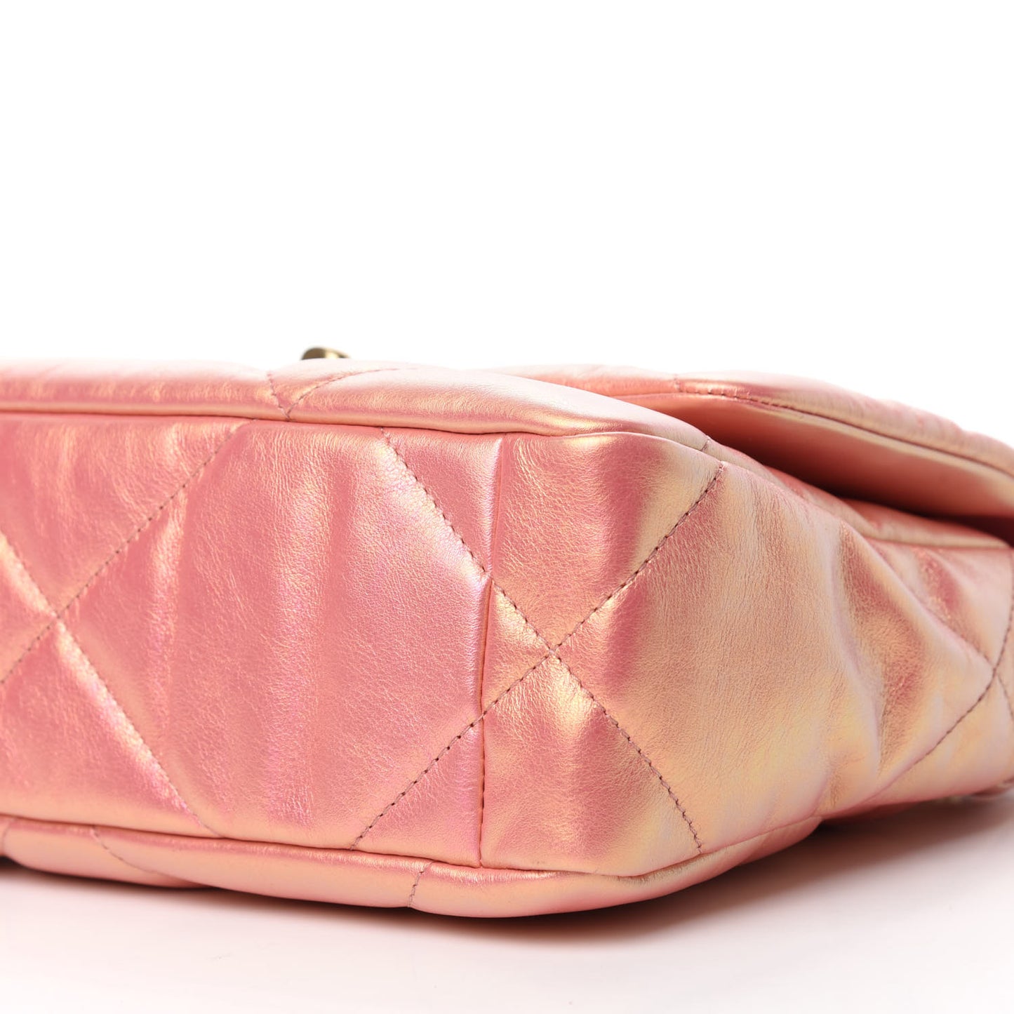 Iridescent Calfskin Quilted Medium Chanel 19 Flap Pink
