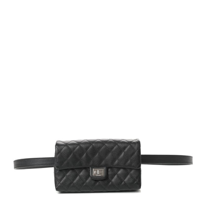 Chanel Grained Calfskin Quilted 2.55 Reissue Flap Belt Bag Clutch Black 1 of 9