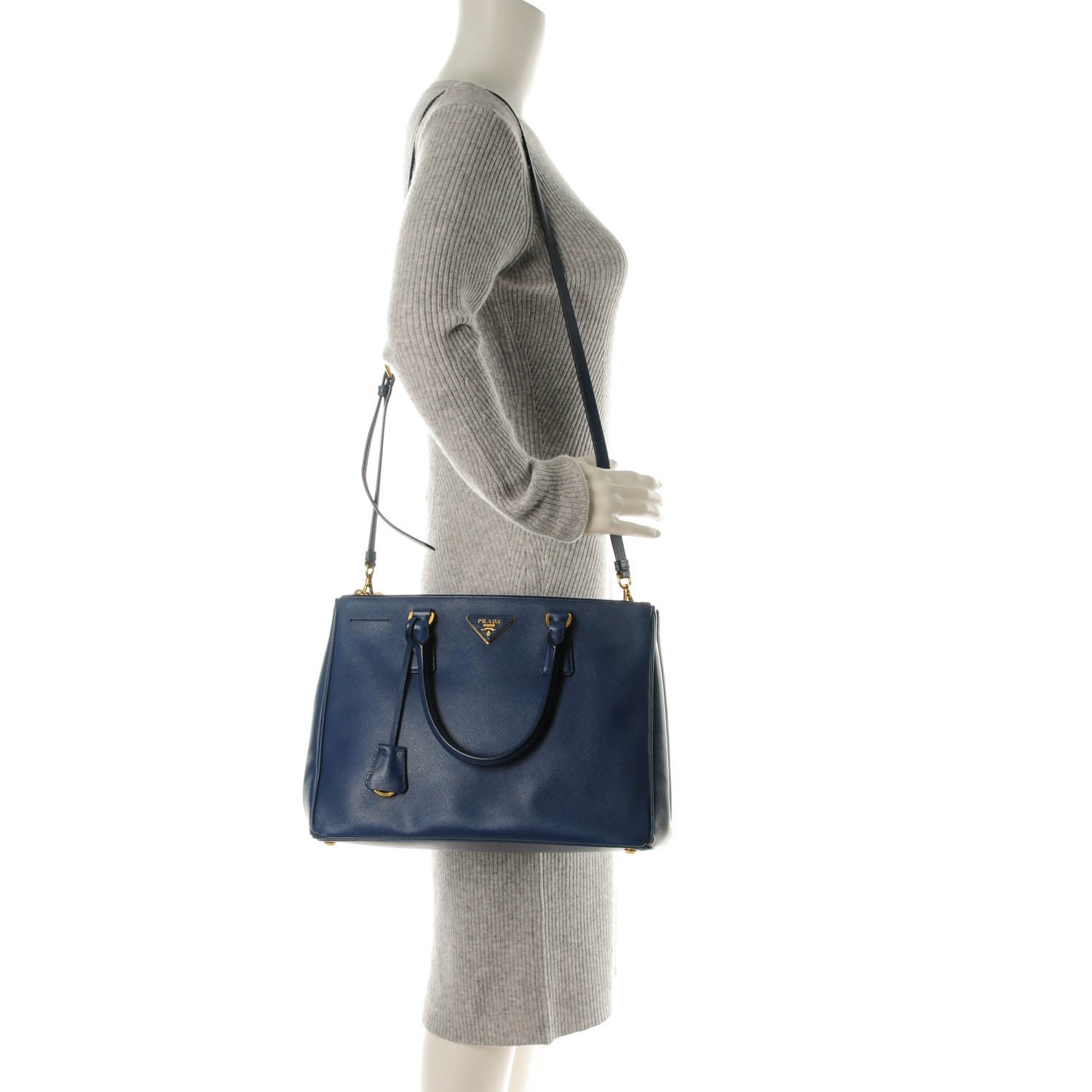 Prada Saffiano Medium Galleria Double Zip Tote Bluette 2 of 9