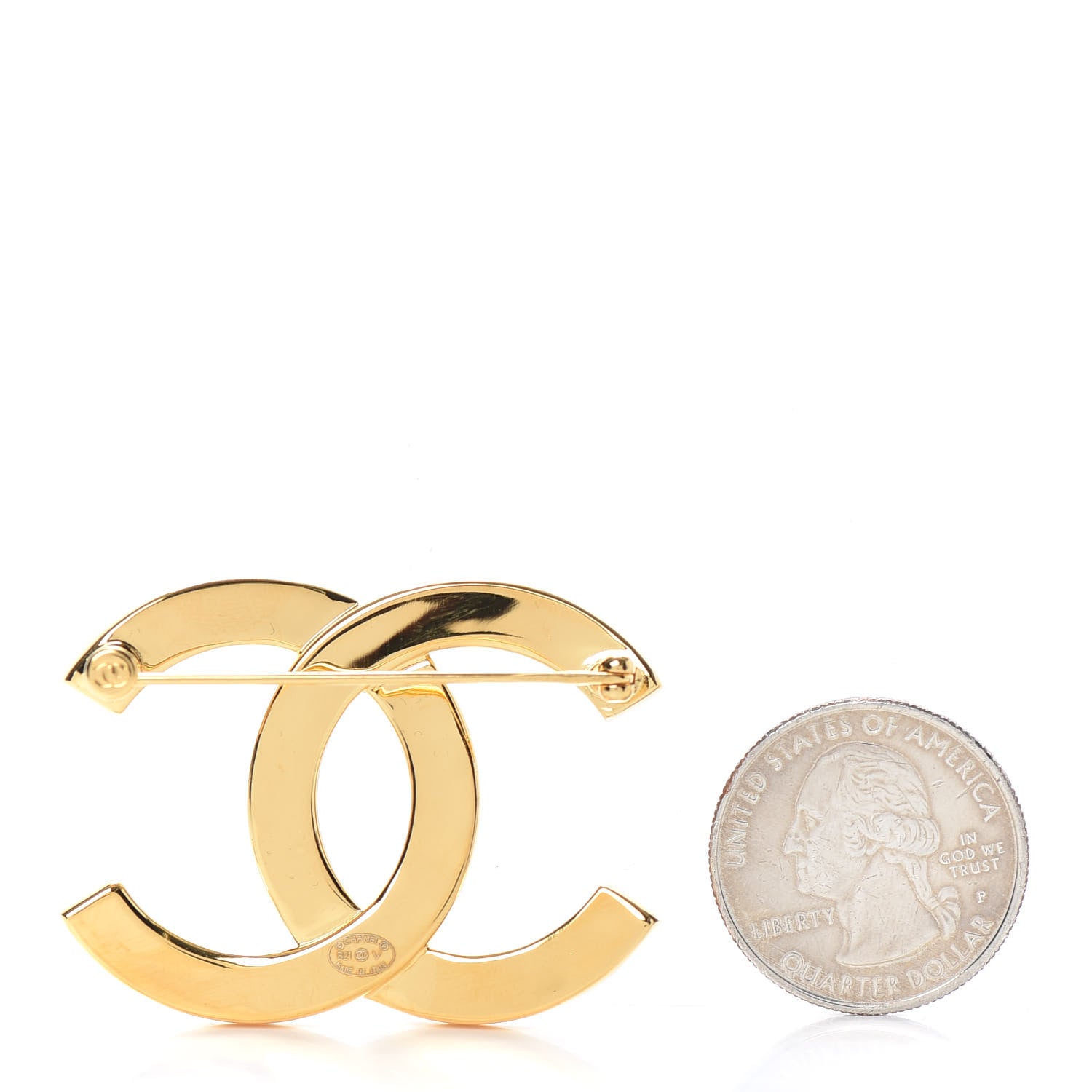 Chanel Metal Paris Button CC Large Brooch Gold 2 of 4